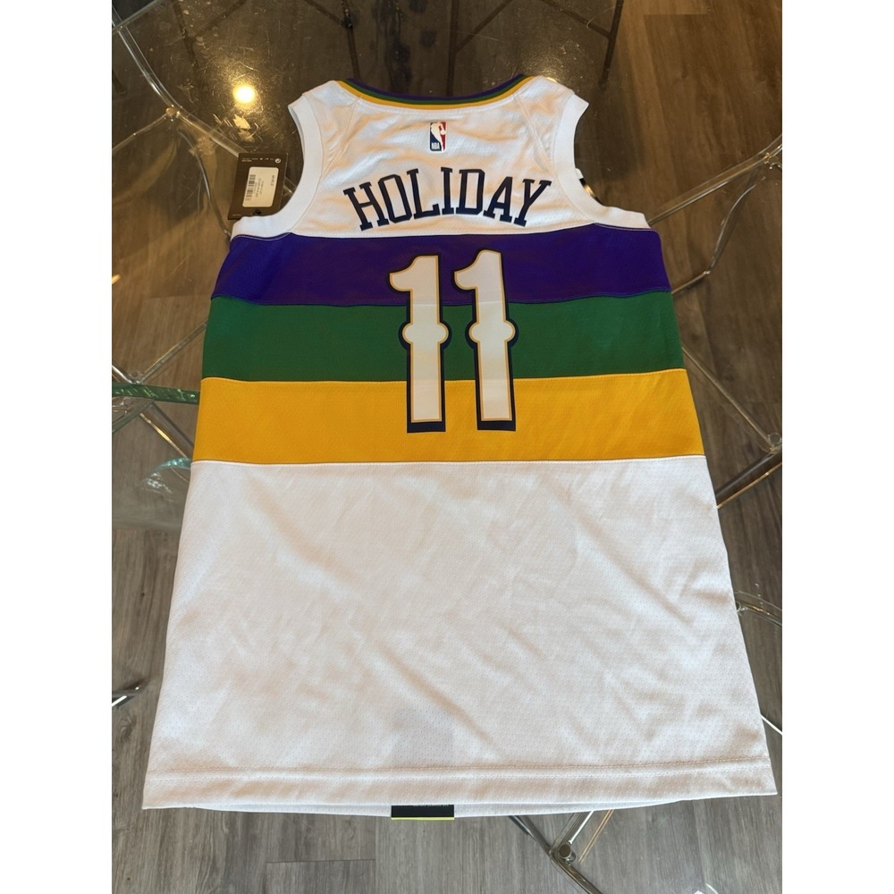 $134 New Orleans Pelicans Jrue Holiday 11 Mardi Gras Basketball Jersey Nike Nola
